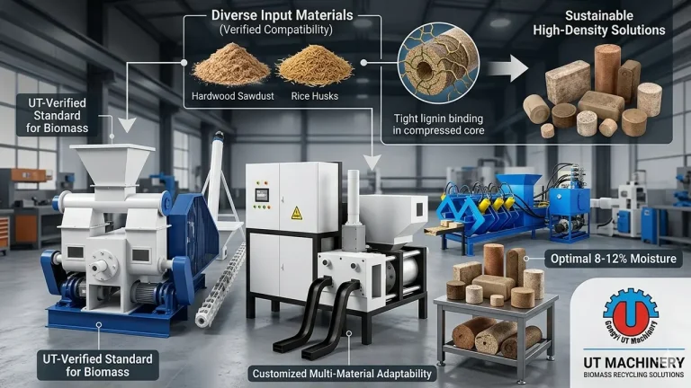 Producción de briquetas de biomasa de precisión para diversos materiales